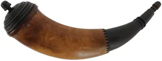 Powder Horn,
12", turned beehive base,
engrailed, paneled neck
